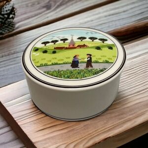 Vintage Villeroy & Boch Naif Trinket Box Lidded Ceramic Jewelry Box Porcelain VG